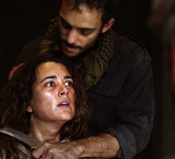 Ziva David with a knife to her throat in NCIS Truth or Consequences