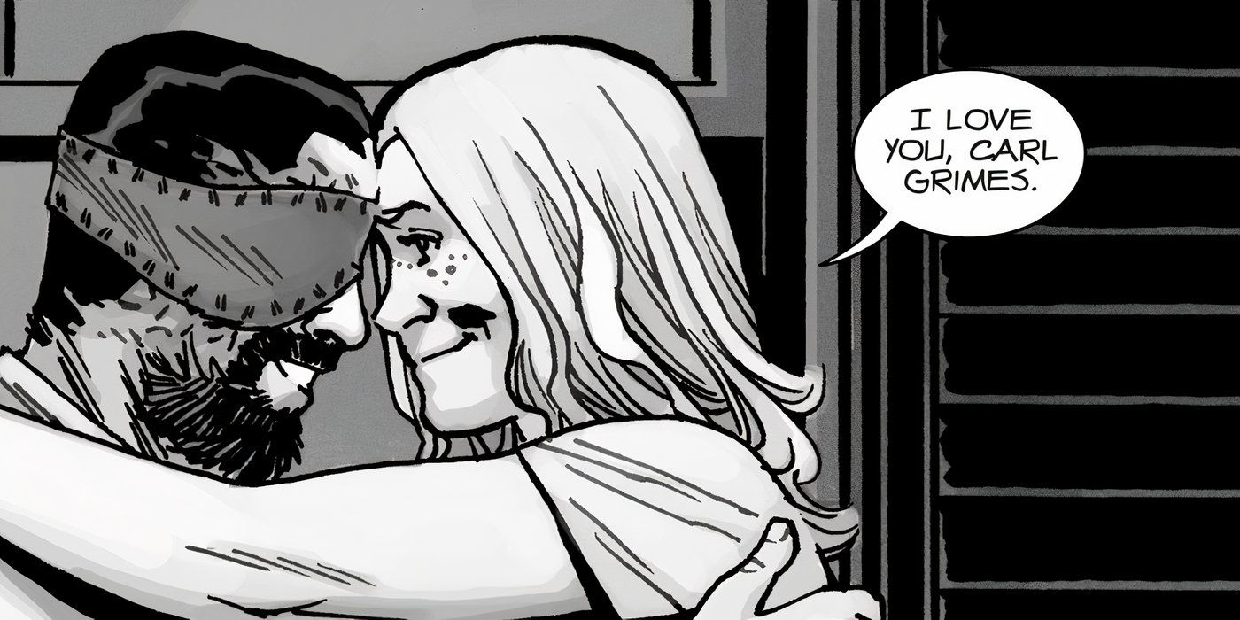 Sophia telling Carl Grimes that she loves him in The Walking Dead comic.