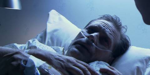 James Remar as Harry Morgan in a hospital bed in Dexter