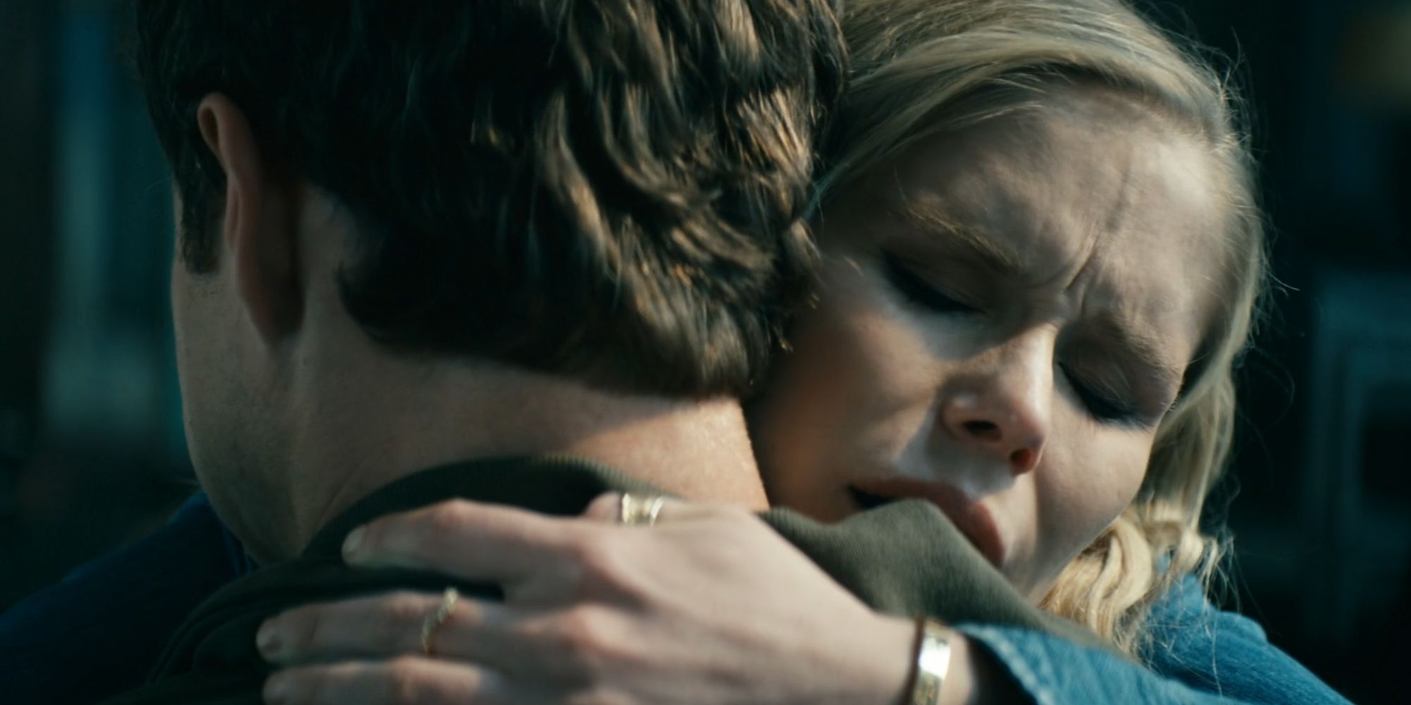 Erin Moriarty as Annie January hugging Hughie in The Boys