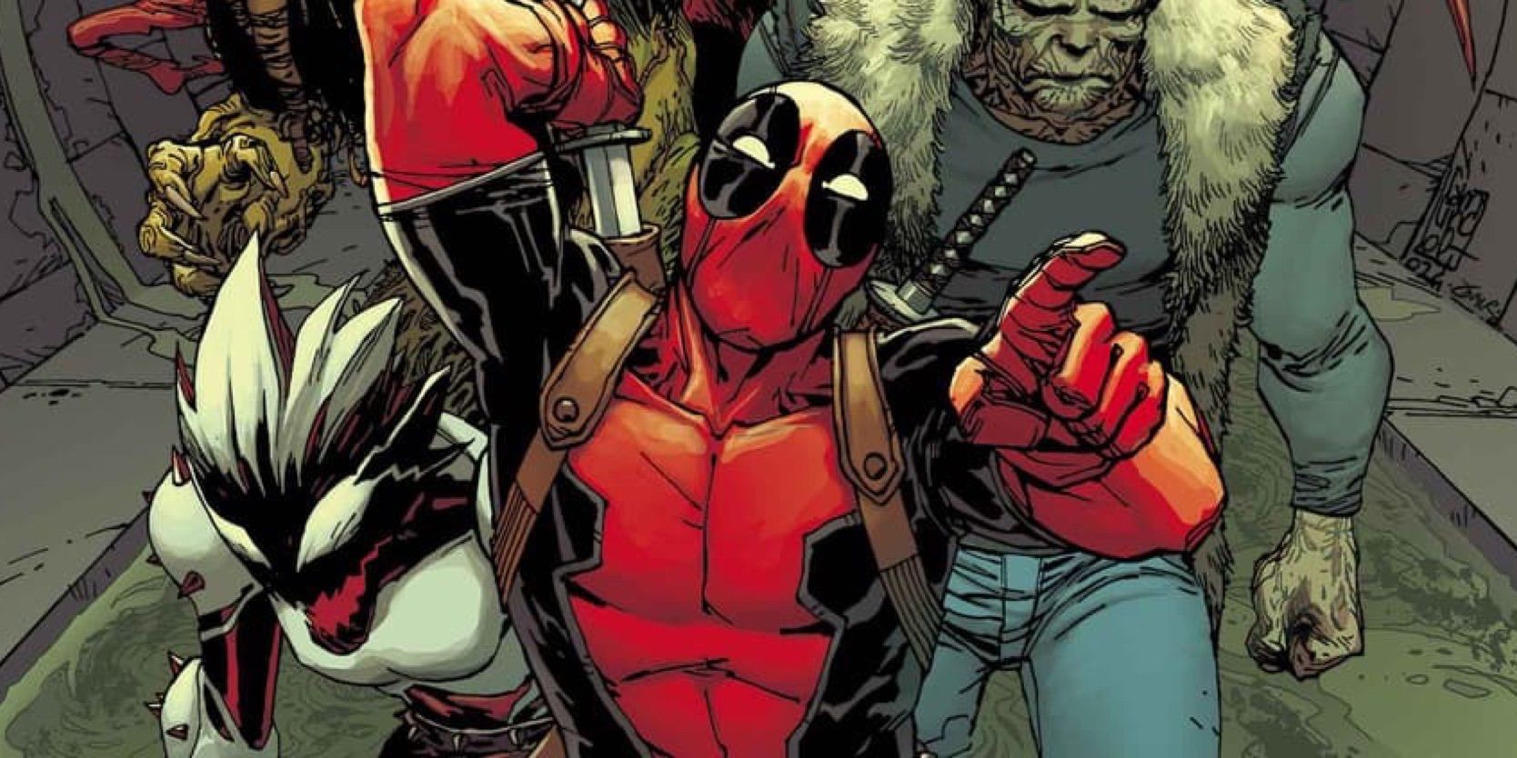 Venom War Deadpool #2 Cover by Giuseppe Camuncoli featuring Silence and Frankenstein’s Monster Led by Deadpool