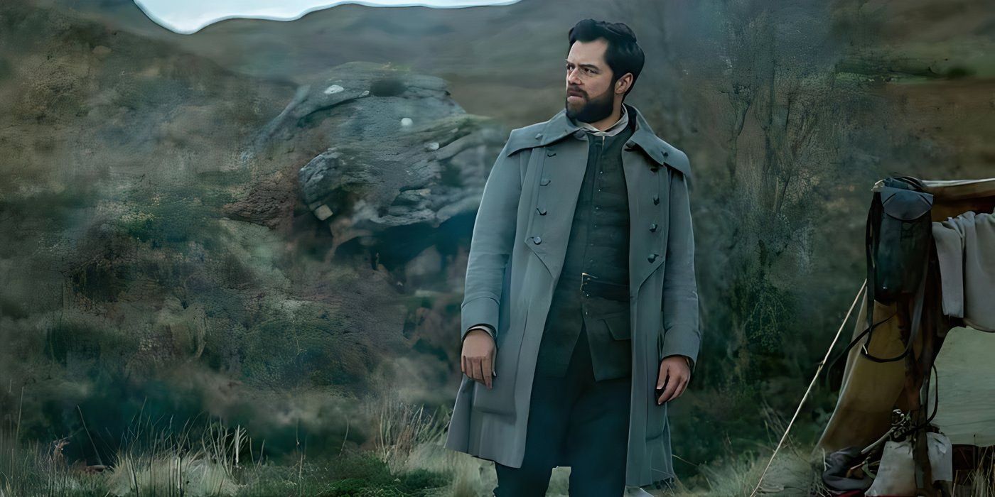 A character standing in the Highlands in Outlander season 7 part 2