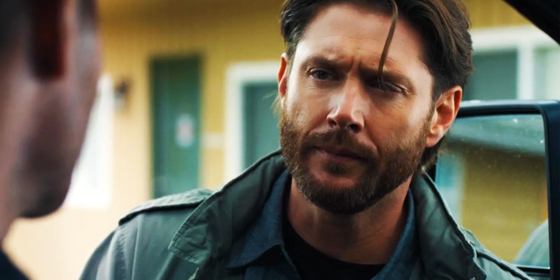 A close up image of Jensen Ackles as Russell Shaw in Tracker