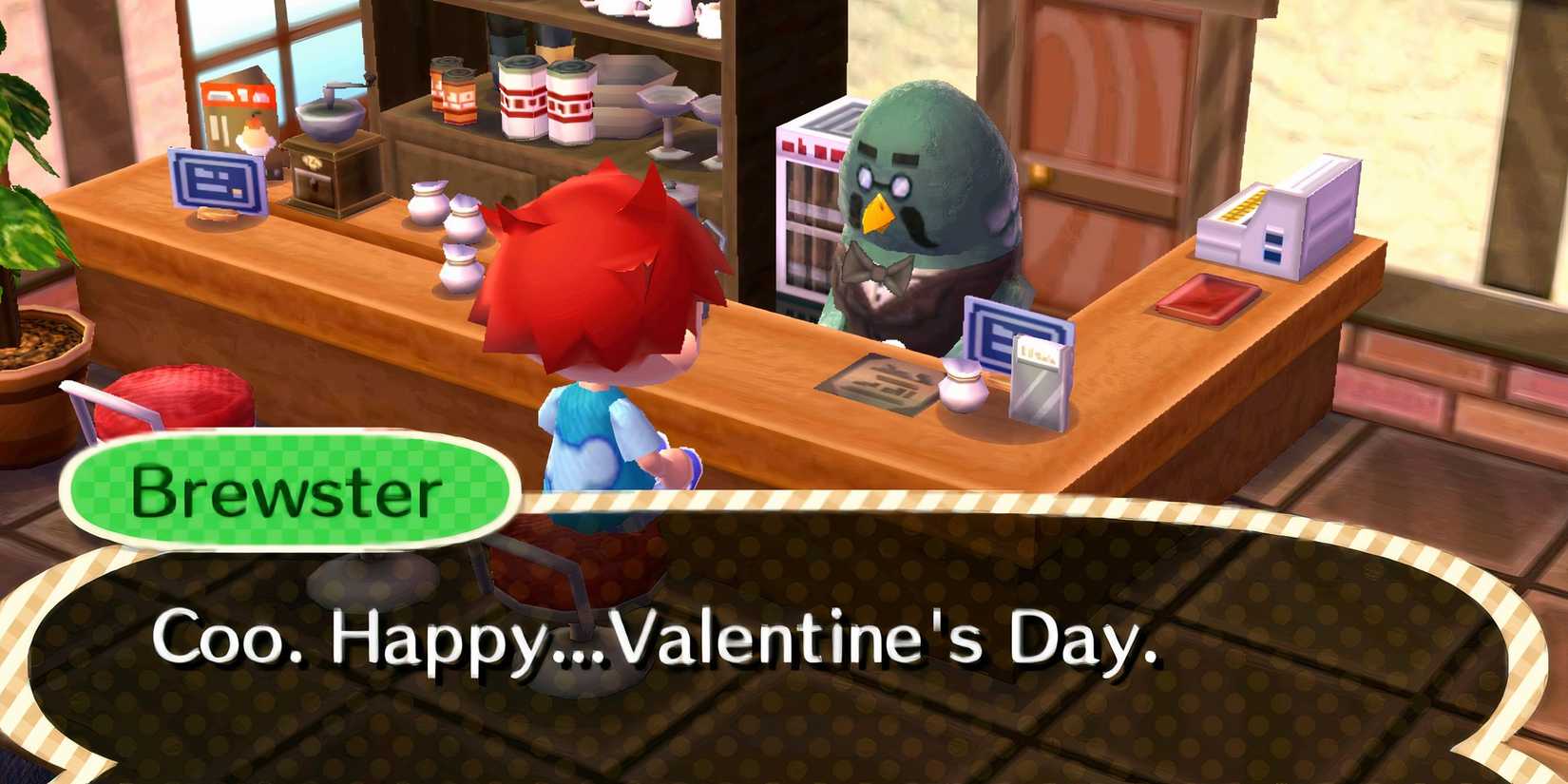 Animal Crossing New Leaf Brewster saying Valentines Day