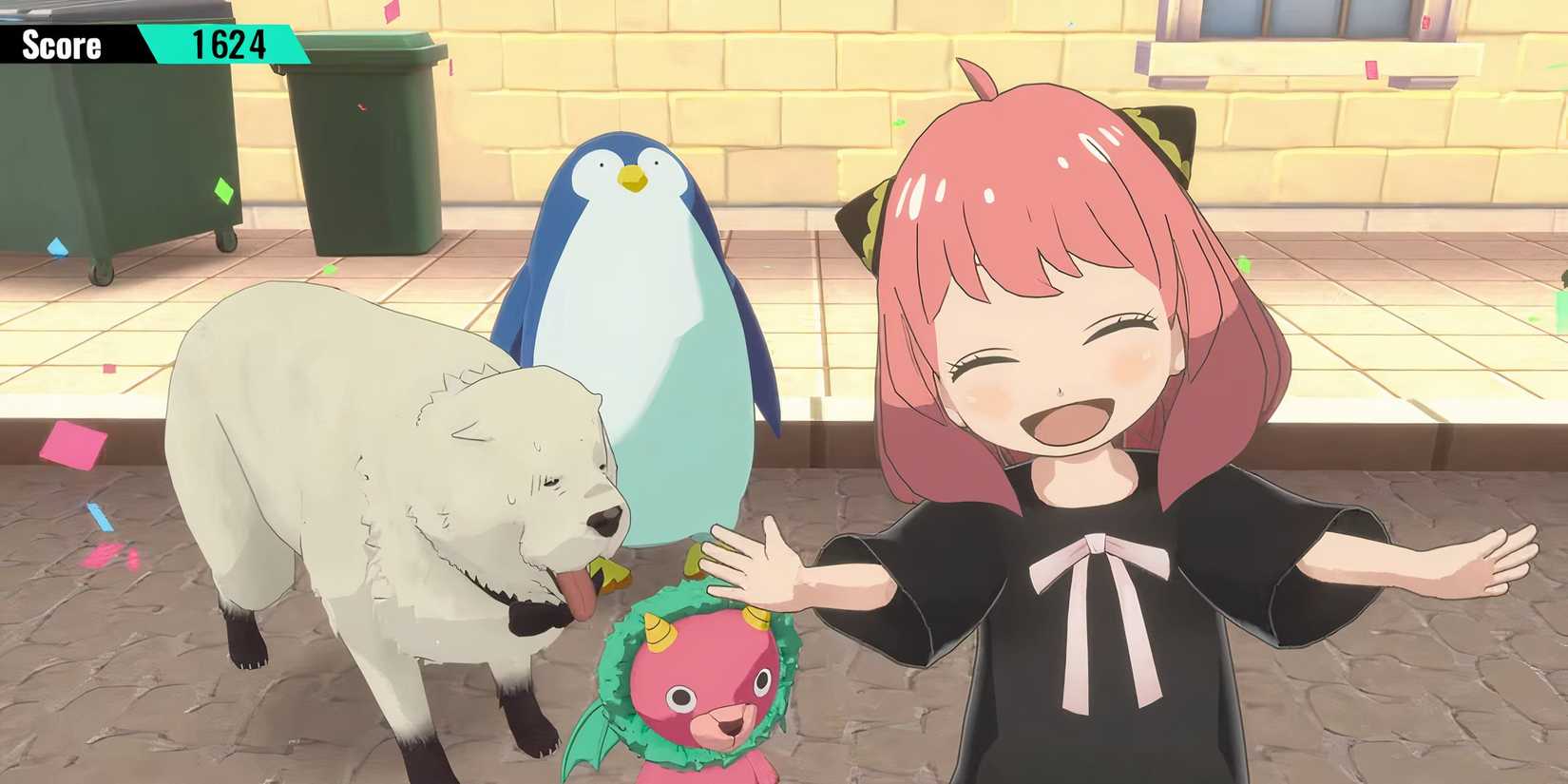 Anya Bond Mr Penguin and Director Chimera in Spy x Anya Operation Memories minigame 