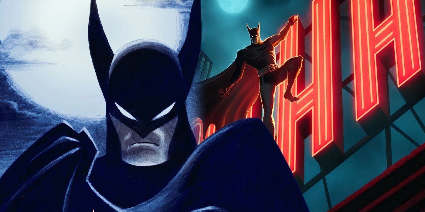 הלוגו של Batman Caped Crusader מעל הכרזה של התוכנית