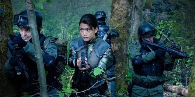 Sharon in der Schlacht von Neu Caprica in Battlestar Galactica.