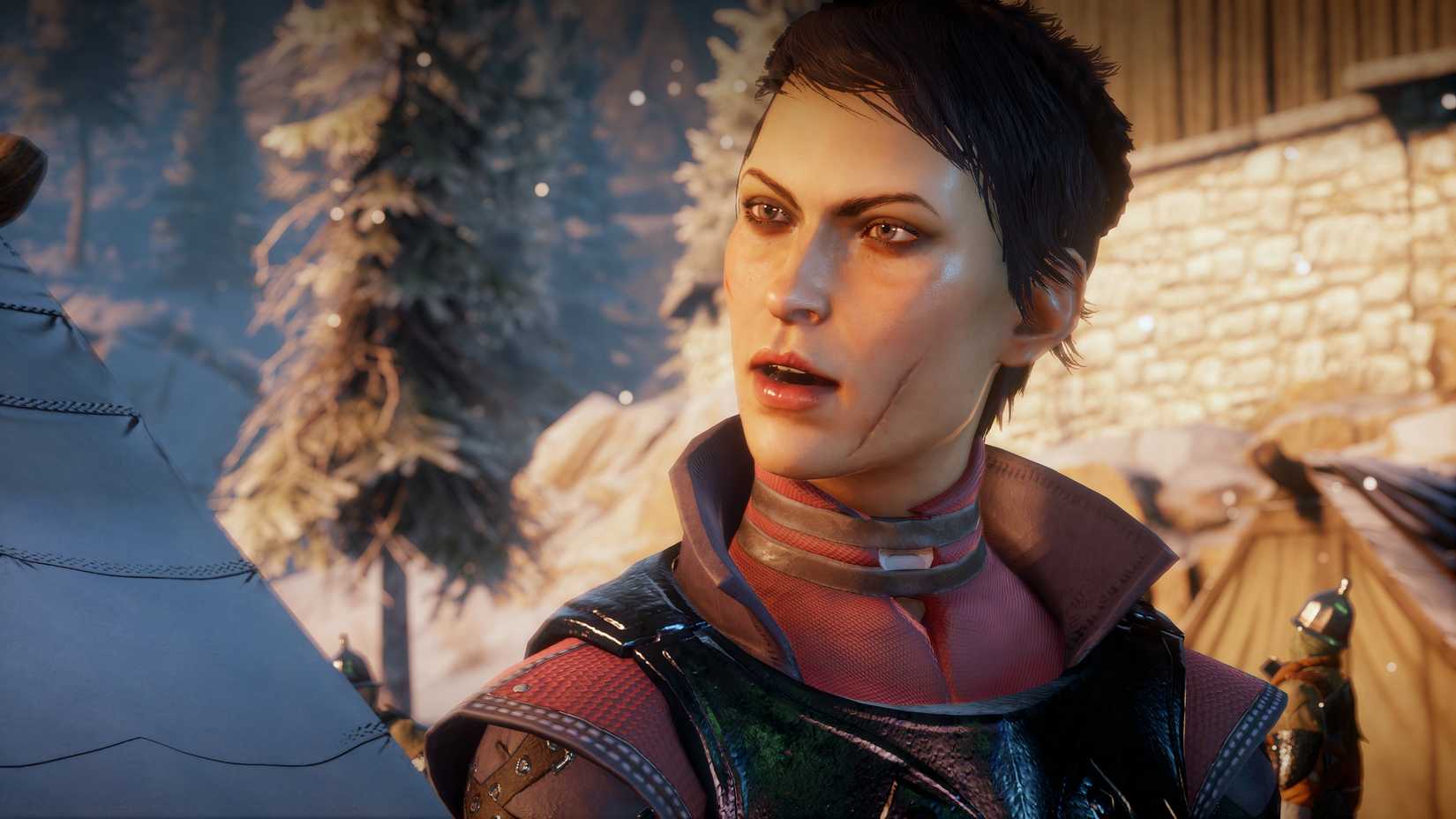 Cassandra Speaking To Player In Haven In Dragon Age Inquisition