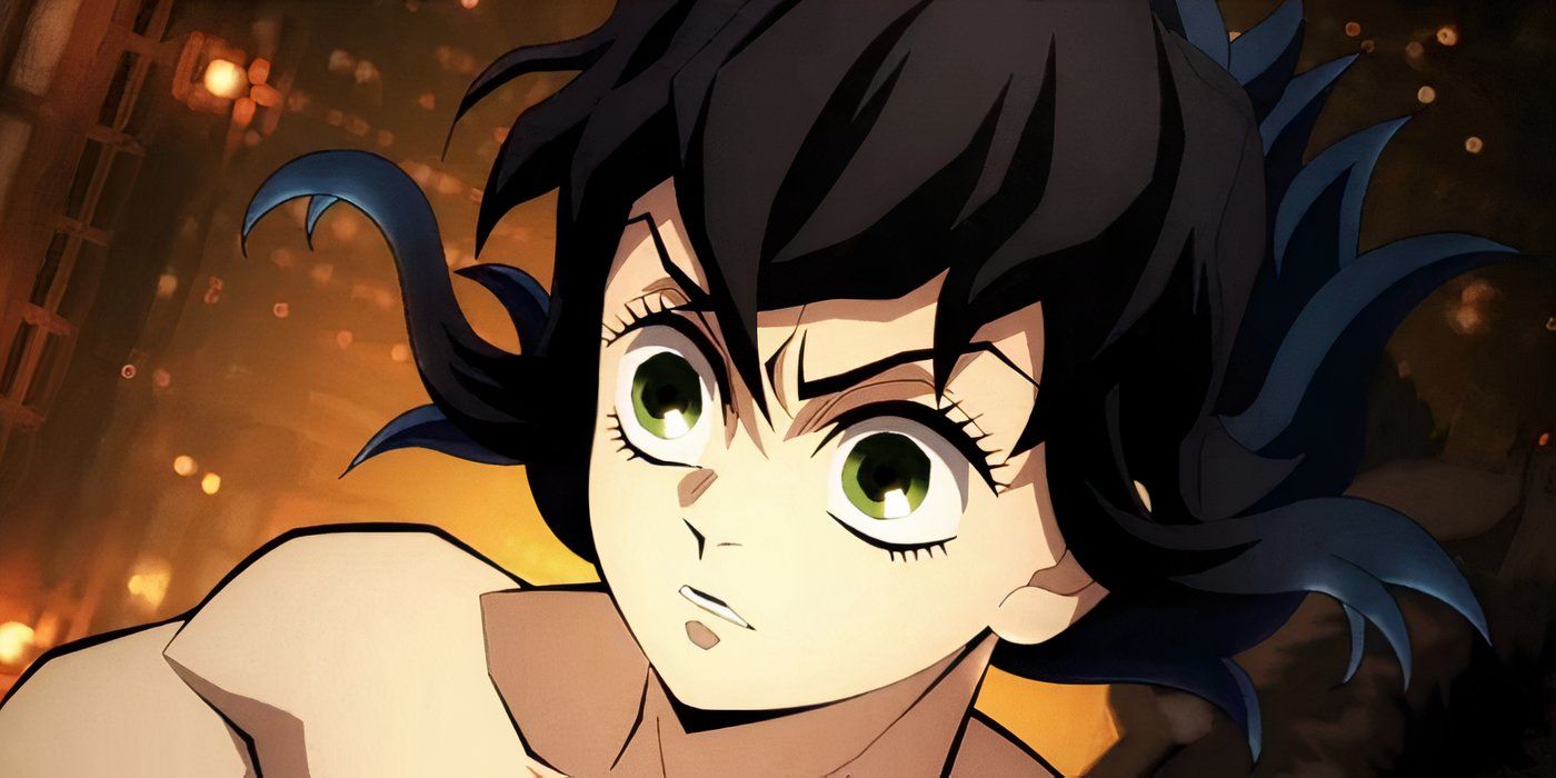 Inosuke falling into the Infinity Castle