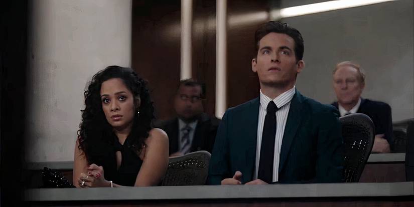 Devika Bhise as Antoinette Benneteau and Kevin Zegers as Brendon Acres in The Rookie Feds looking serious