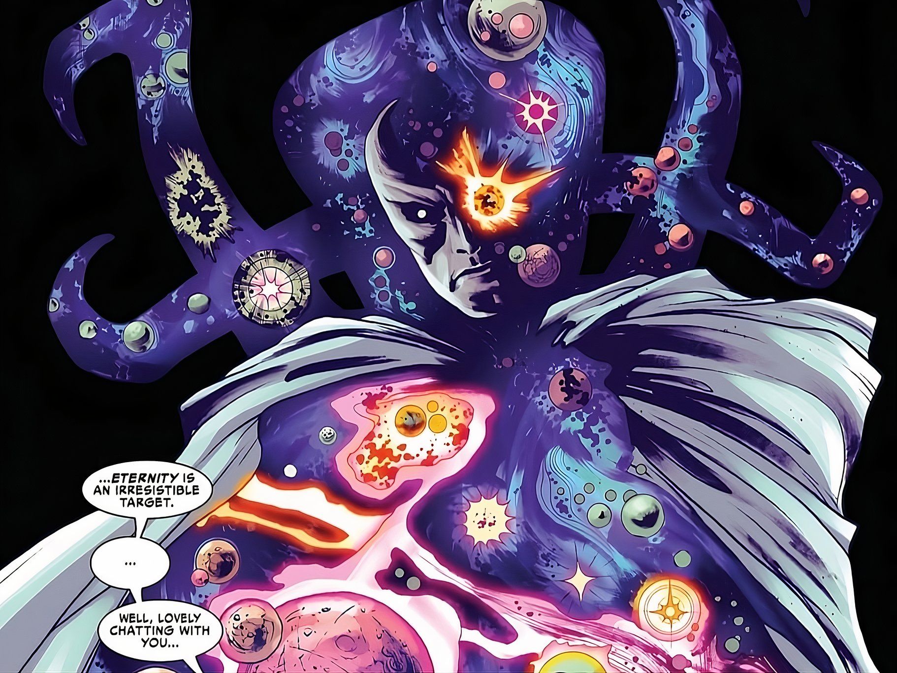 The Eighth Cosmos glares down at Doctor Strange.