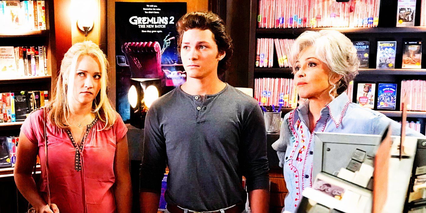 Emily Osment as Mandy, Montana Jordan as Georgie, and Annie Potts as Meemaw in Young Sheldon