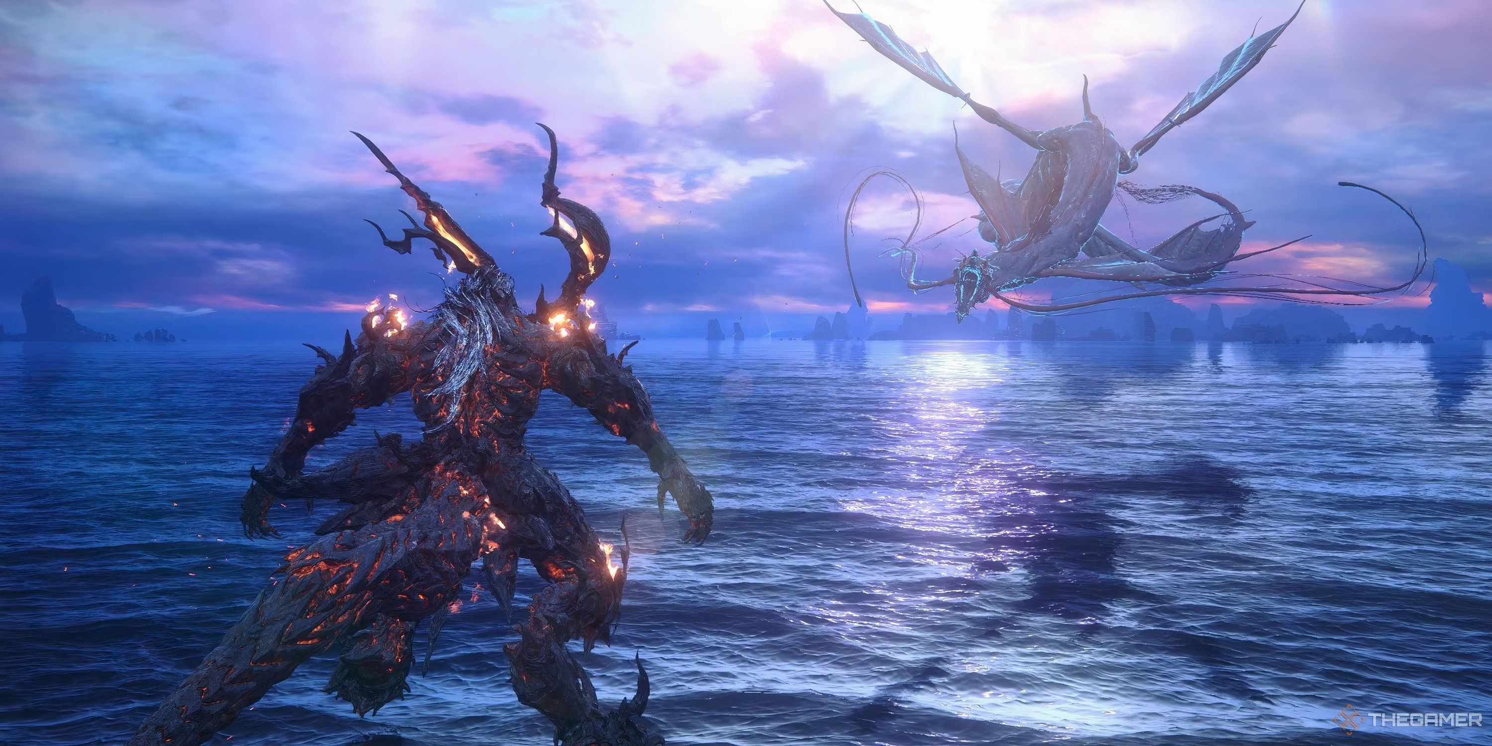 The player transformed into a summon ready to attack Leviathan