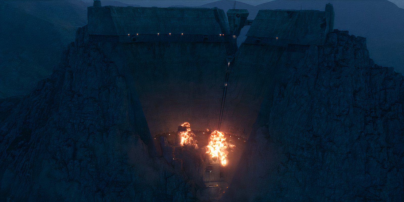 The coven's hideout on Brendok explodes in flames in The Acolyte episode 7