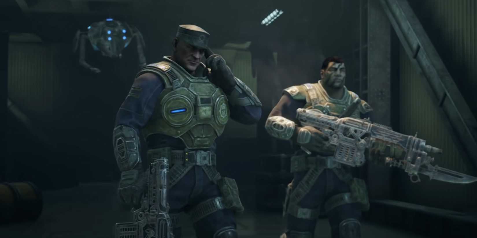 Dom, Hoffman, and Jack in the prologue of Gears of War 4.