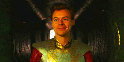 Harry Styles smiling as Eros in Eternals' surprising post-credits scene