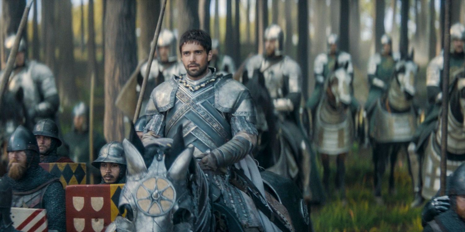 Ser Criston Cole (Fabien Frankel) standing before his army in House of the Dragon season 2 episode 4