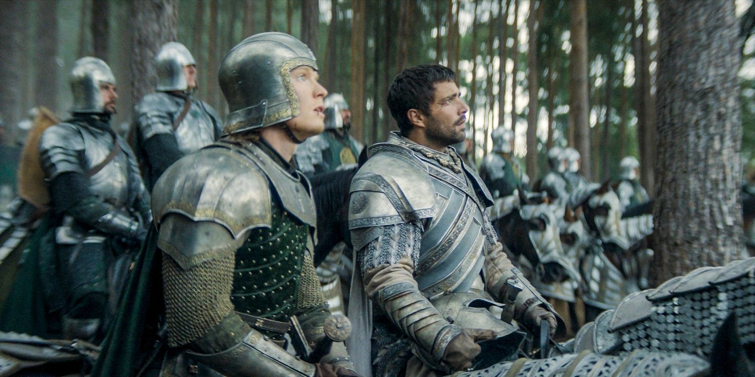 Ser Gwayne Hightower (Freddie Fox) and Ser Criston Cole (Fabien Frankel) on the battlefield in House of the Dragon season 2 episode 4