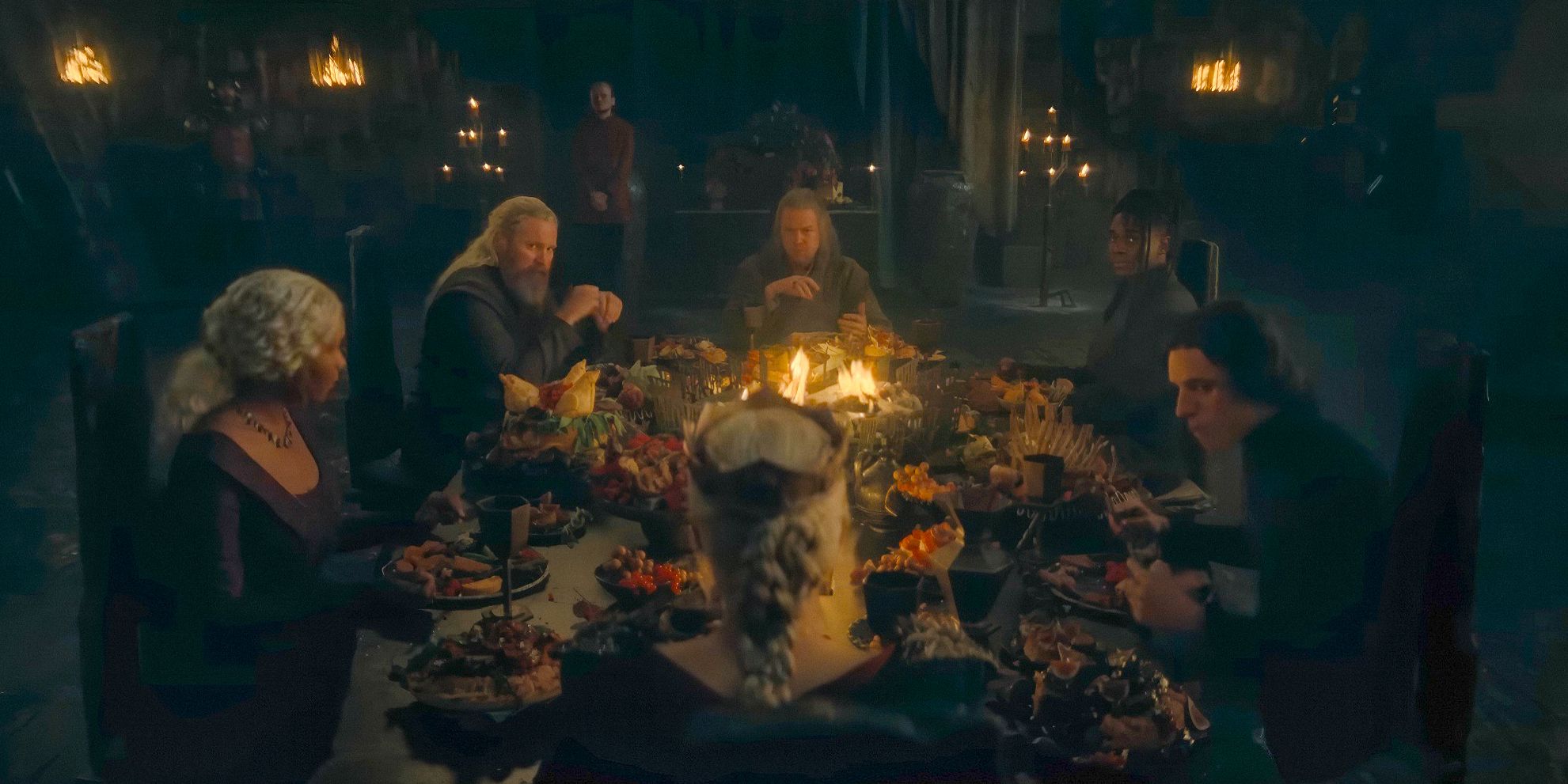 Rhaenyra at a dinner with her new allies in House Of The Dragon Season 2 Finale Trailer