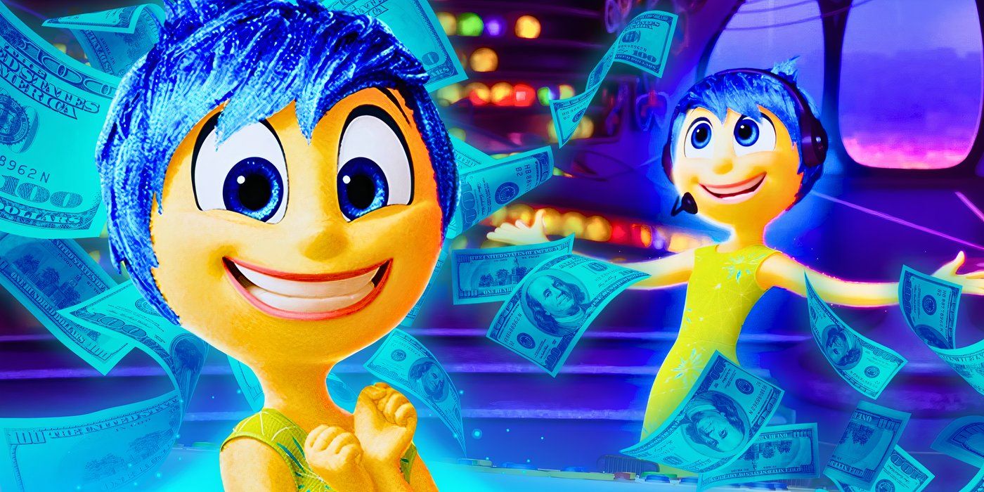 Джи, счастливая в Inside Out 2, с летающими деньгами