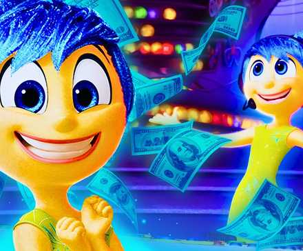 Джи, счастливая в Inside Out 2, с летающими деньгами