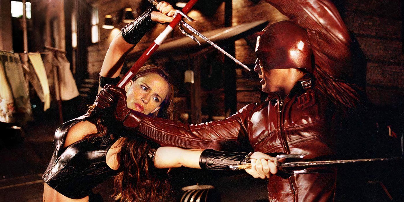 Jennifer Garner's Elektra and Ben Affleck's Daredevil dueling in Daredevil (2003)