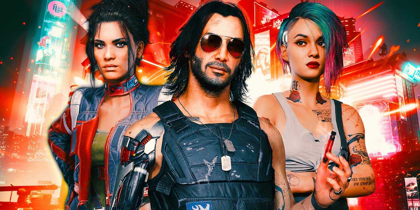 Johnny Silverhand in the foreground with Judy & Panam from Cyberpunk 2077