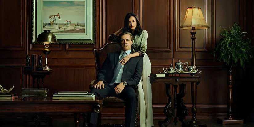 Jon Hamm e Demi Moore em fotos de Landman.