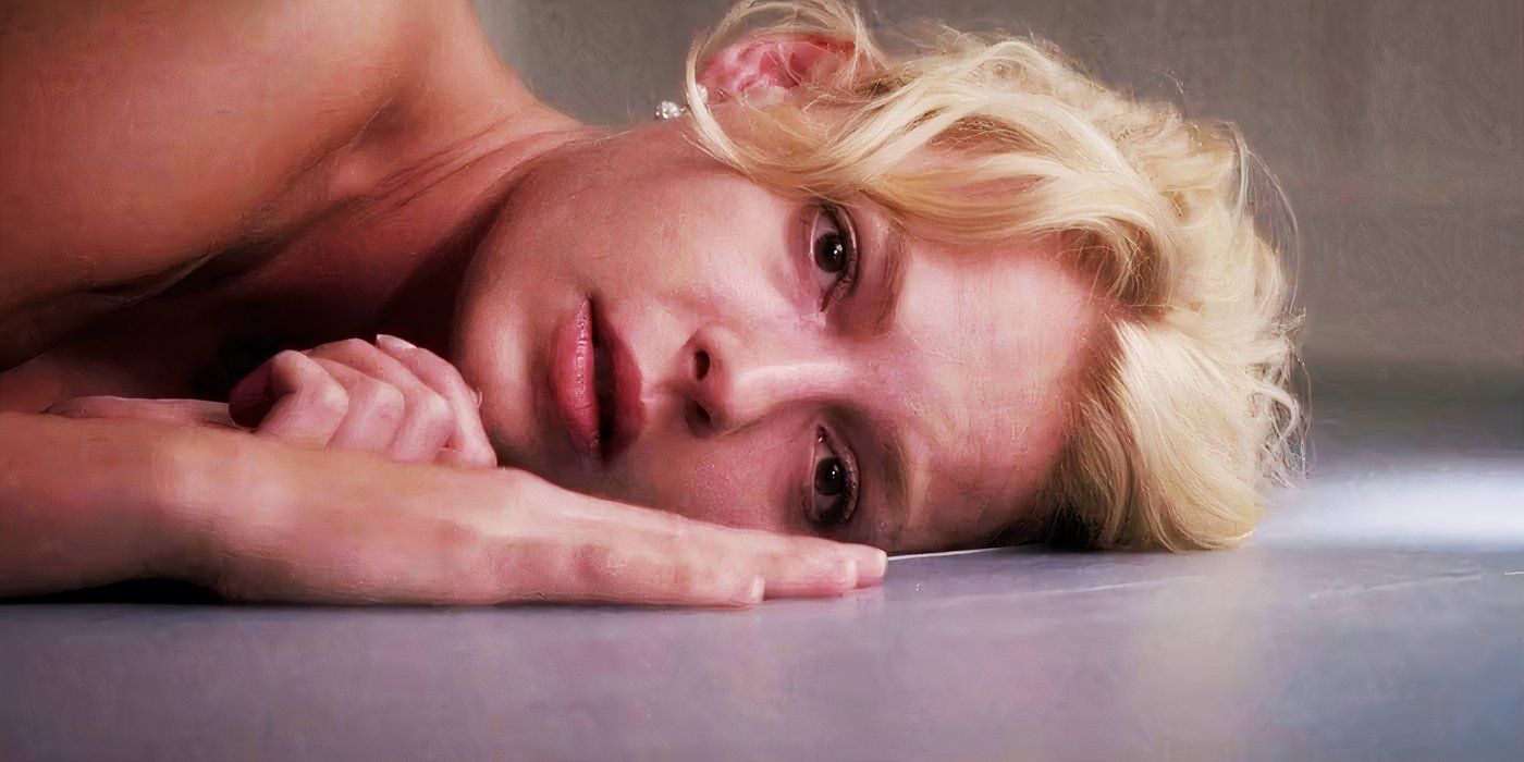 Katherine Heigl as Izzie Stevens resting her head on the floor and looking lost in Grey's Anatomy