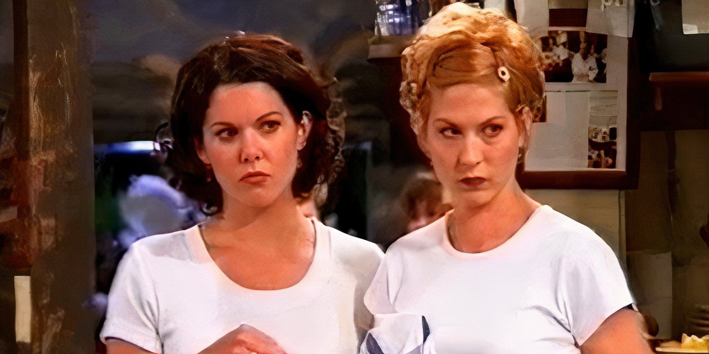 Lauren Graham e Jenna Elfman encaram alguém com uma expressão séria no rosto.