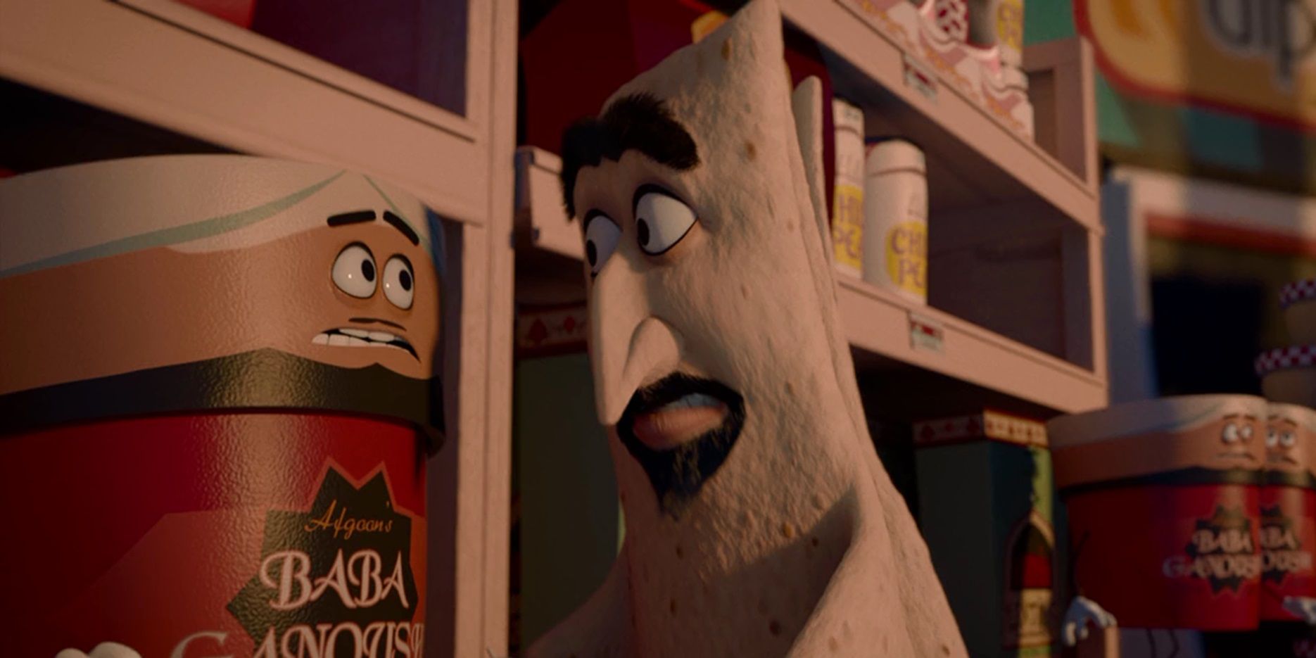 Lavash looking worried in Sausage Party