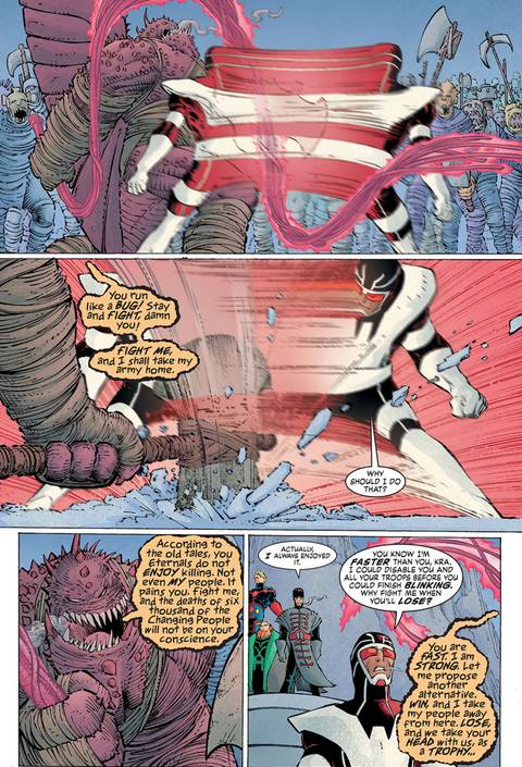 Makarri the Eternal is a blur as he fights Kra. 