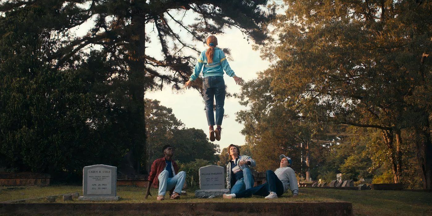 Max levitating above Billy's grave in Stranger Things