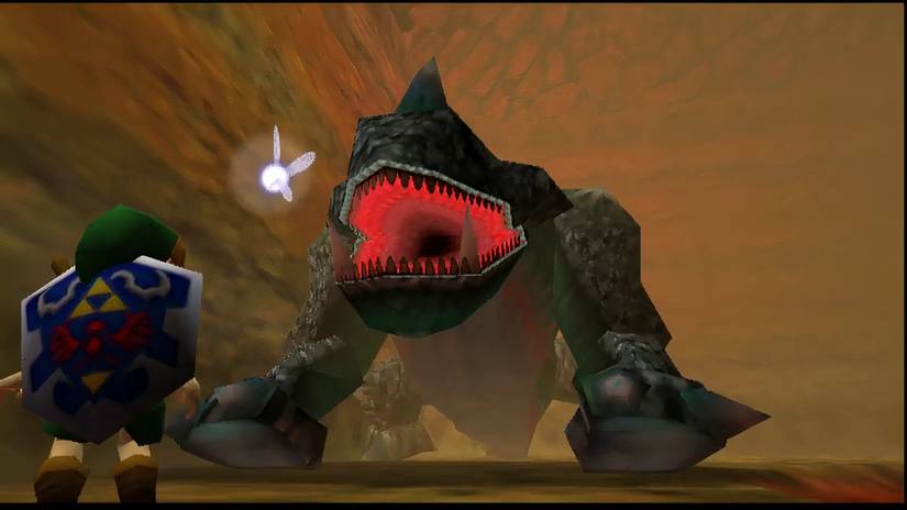 Link about to fight King Dodongo in Ocarina of Time