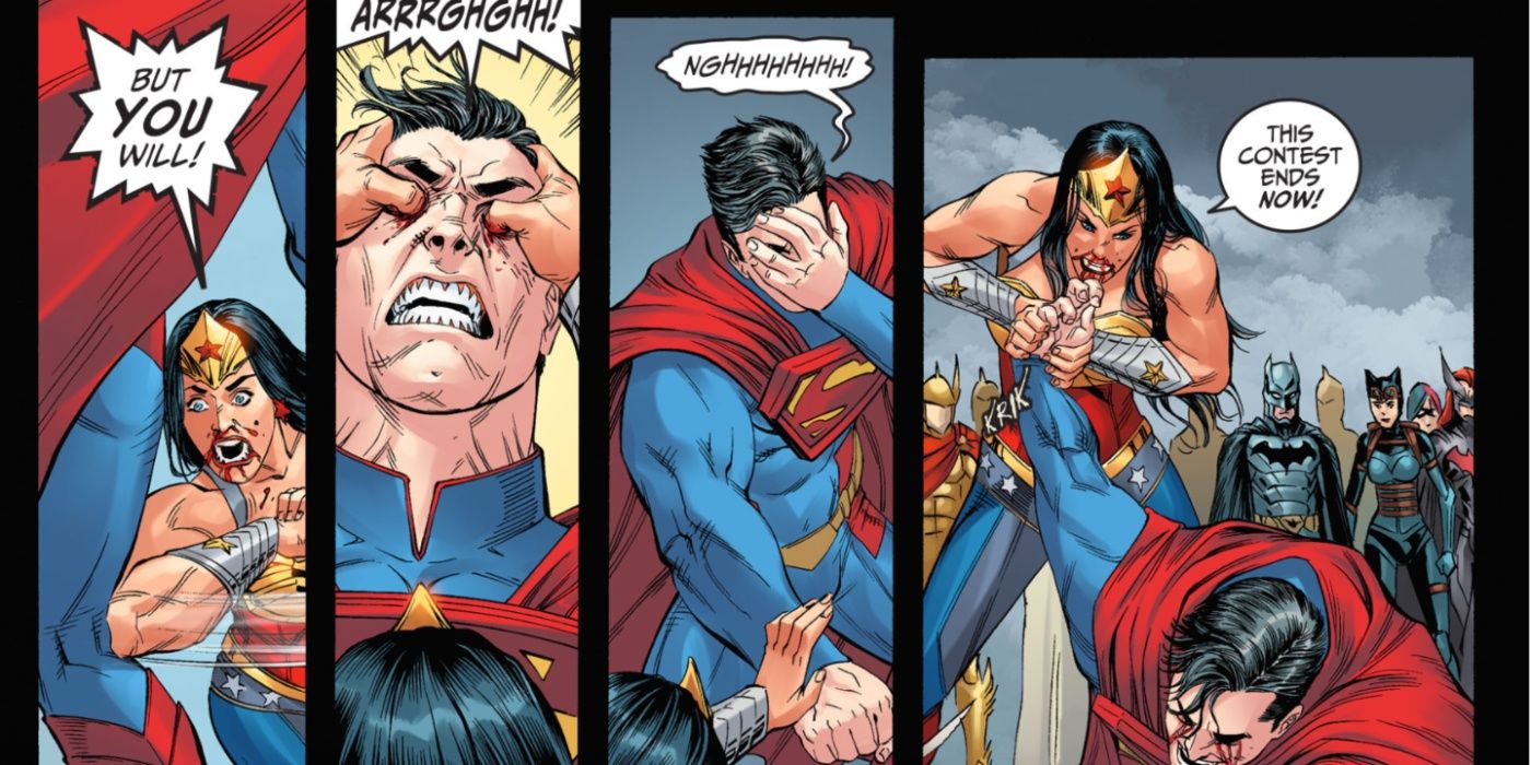 Wonder Woman gouges Superman&rsquo;s eyes and breaks his arm