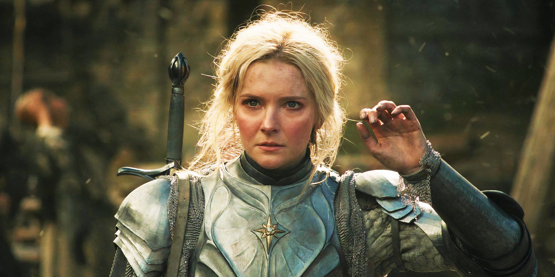 Morfydd Clark as Galadriel in The Lord of the Rings: The Rings of Power season 1.