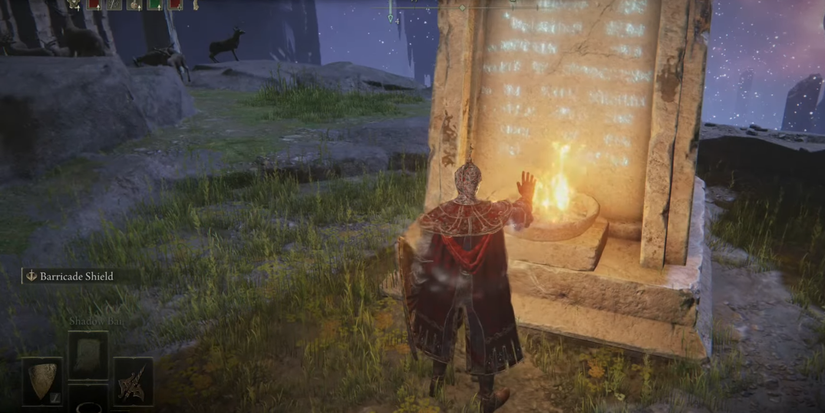 Player lighting second Flame Pillar in Noktron, Eternal City in Elden Ring.