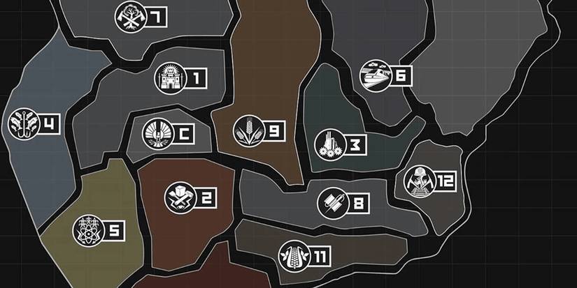 the districts of hunger games in a map of Panem