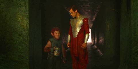 Pip the Troll and Eros on the Domo in Eternals