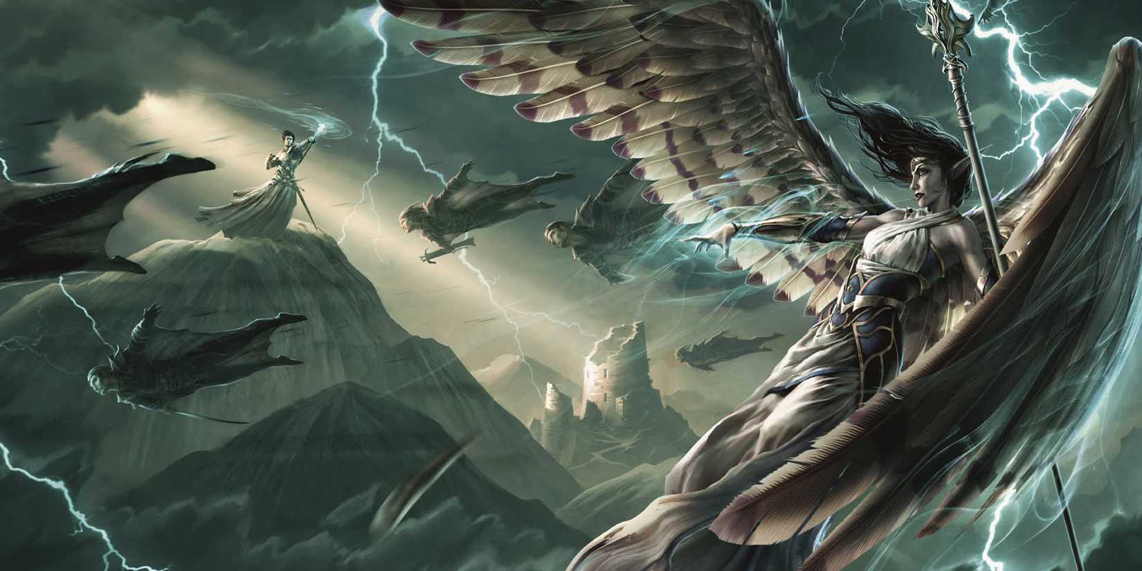 Cover art for D&D campaign Princes of the Apocalypse showing a fight amid a storm.