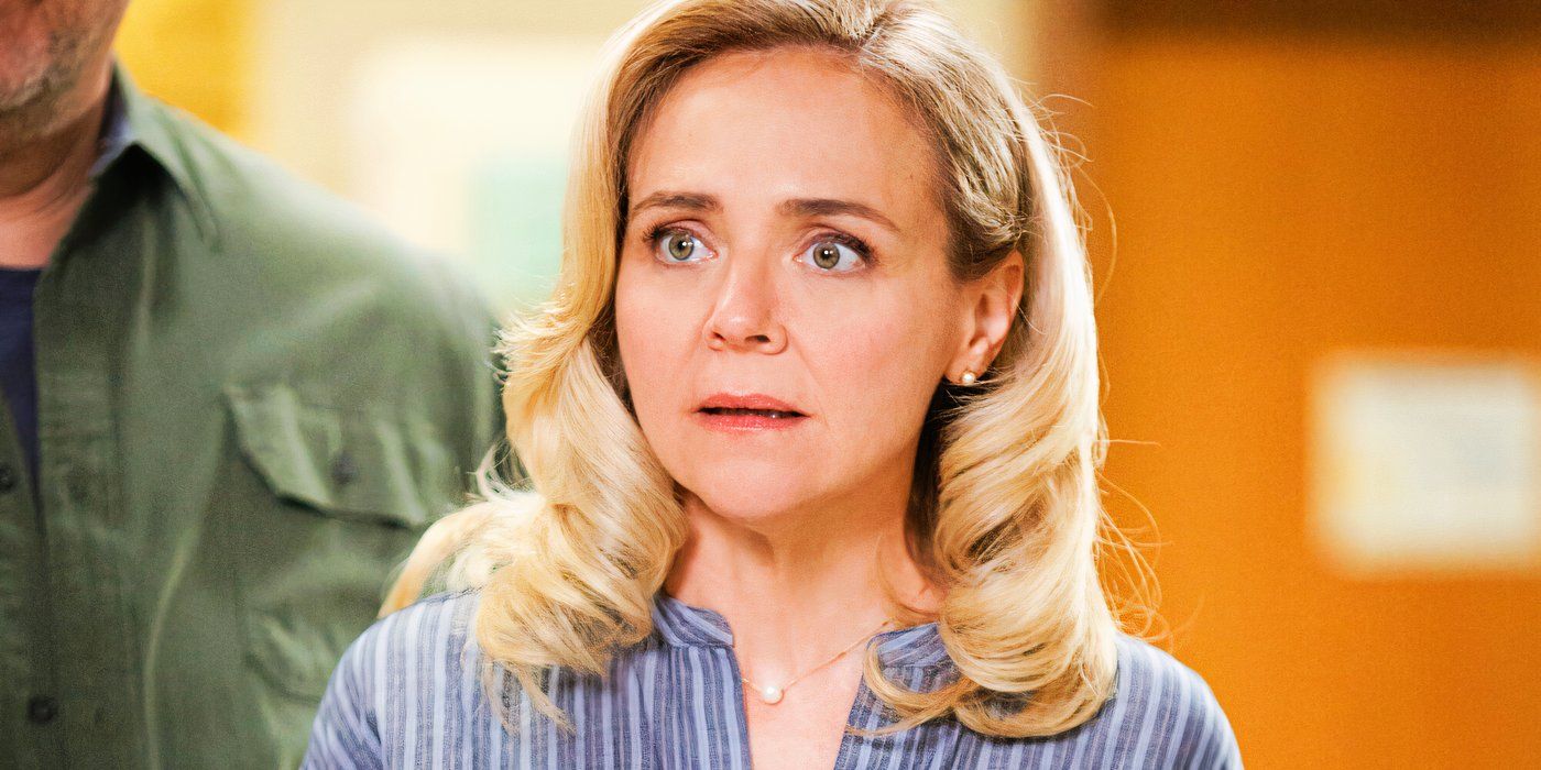 Rachel Bay Jones as Audrey being taken aback in Young Sheldon