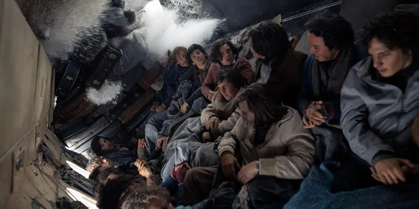 The men on the plane as it crashes in Society of the Snow