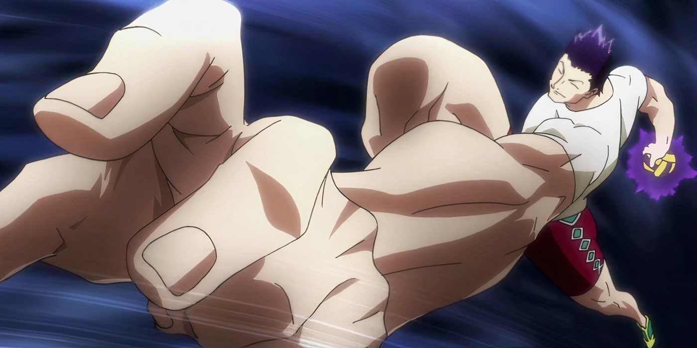 Razor from Hunter x Hunter preparing to throw a nen-infused volleyball