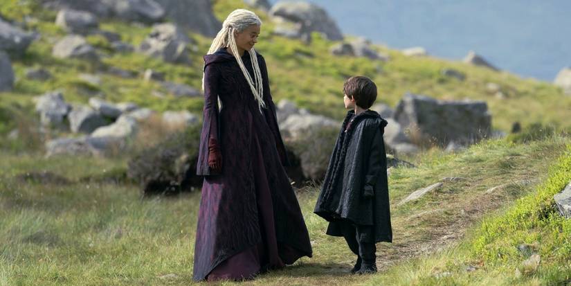 Rhaena Targaryen (Phoebe Campbell) and Joffrey Velaryon (Oscar Eskinazi) in the Vale in House of the Dragon