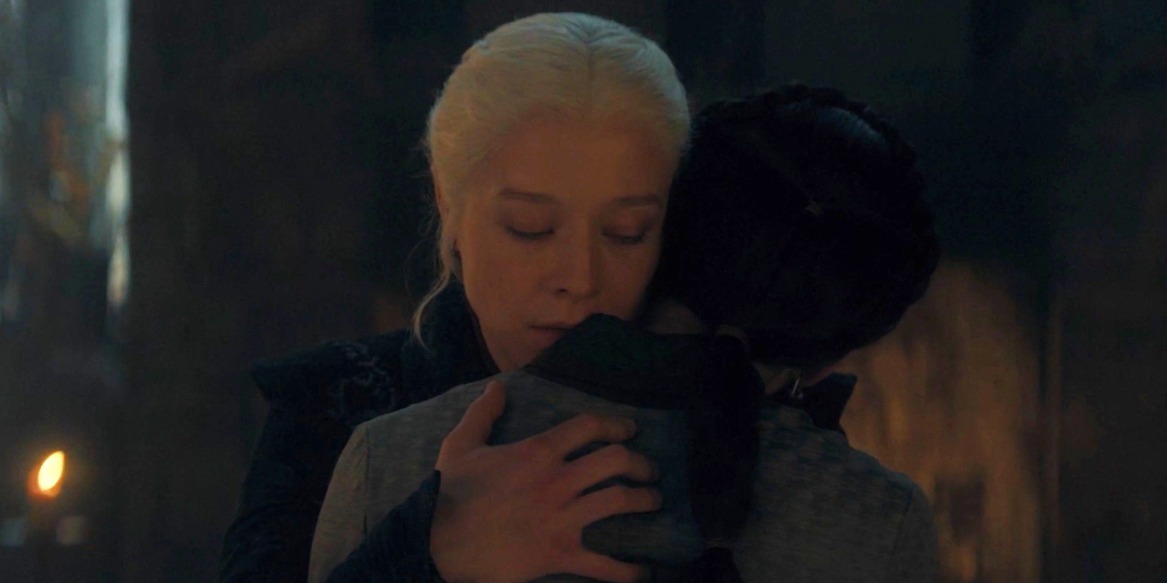 Rhaenyra Targaryen and Mysaria hugging in House of the Dragon season 2 episode 6