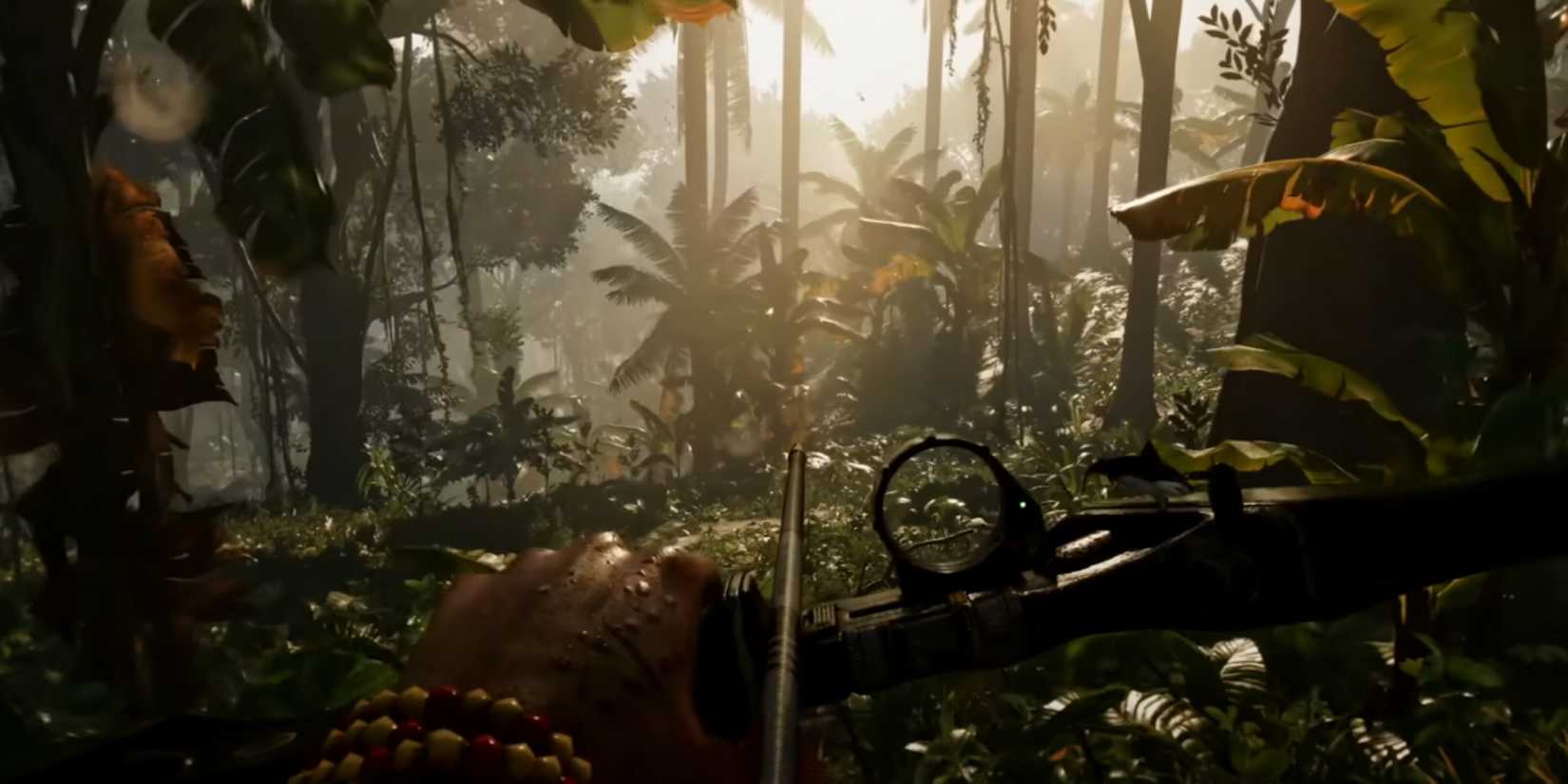 A player navigating a dense jungle in Far Cry 6