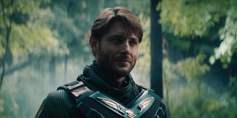 Soldier Boy smirking in Gen V while standing the woods