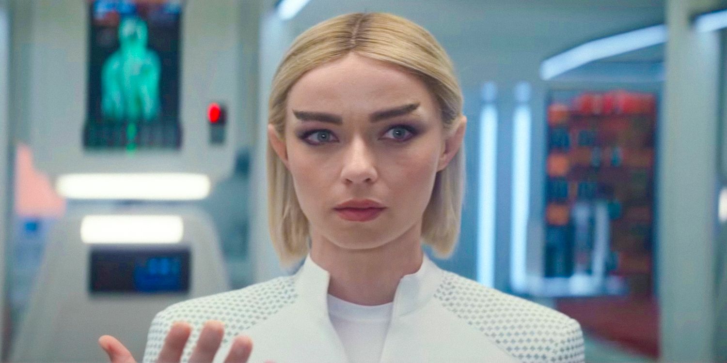 Nurse Christine Chapel (Jess Bush) being turned back into a Vulcan in Star Trek: Strange New Worlds Season 3