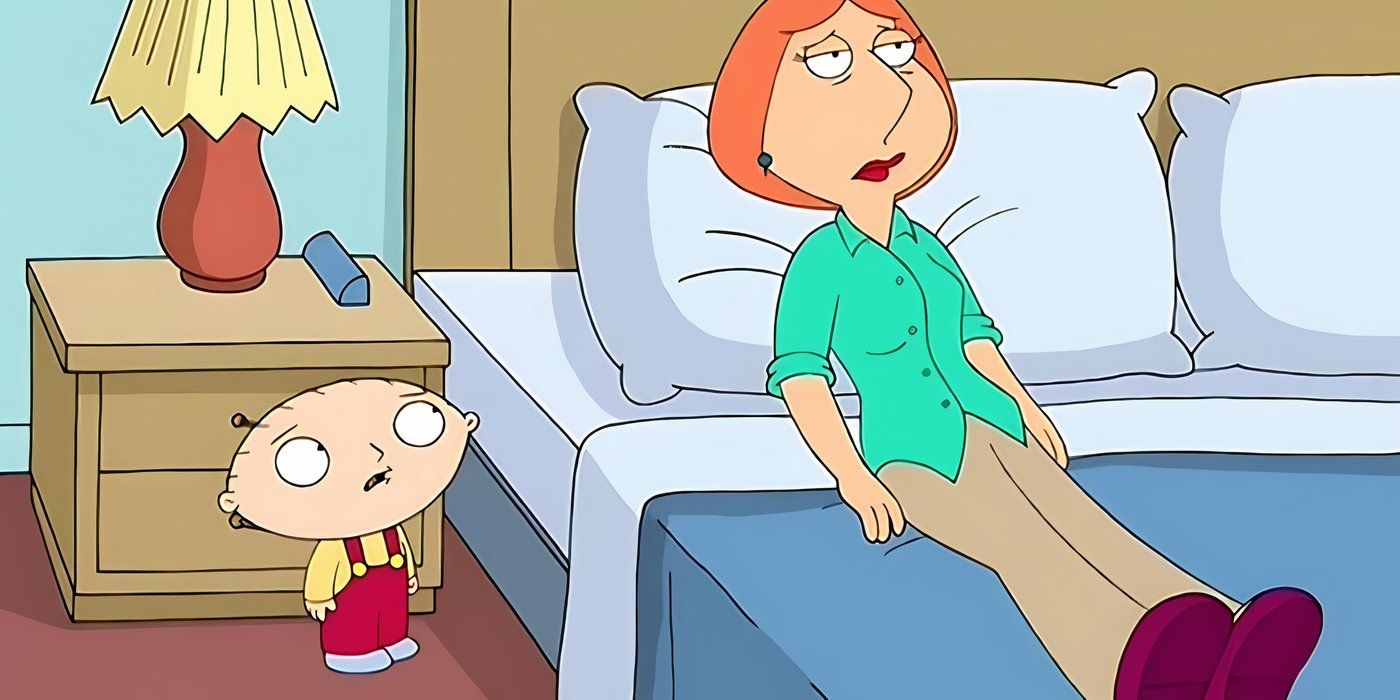 Stewie che infastidisce Lois in Family Guy