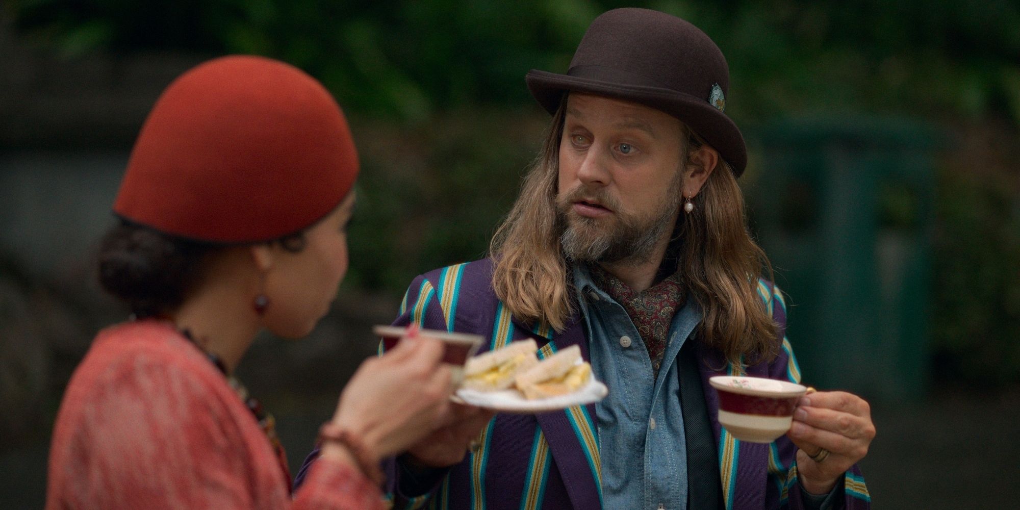 Tadhg Murphy As Arlo With Woman Having Tea In Time Bandits In 2024.jpg